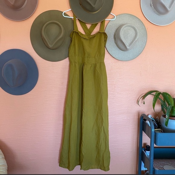 Zara rustic Ruffle Linen Maxi Dress - Picture 4 of 7